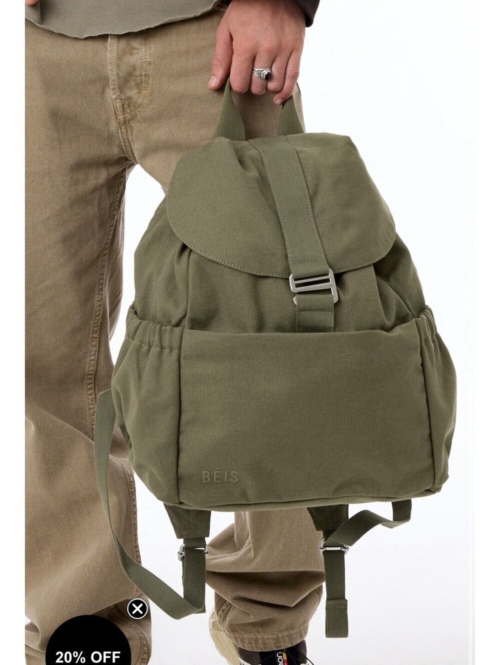 Beis cotton rucksack In Olive $200 (minor Flaws/discoloration)